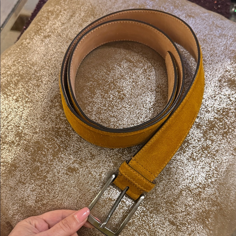 Massimo Matteo Men's Suede Casual Belt in Mustard Yellow size 36